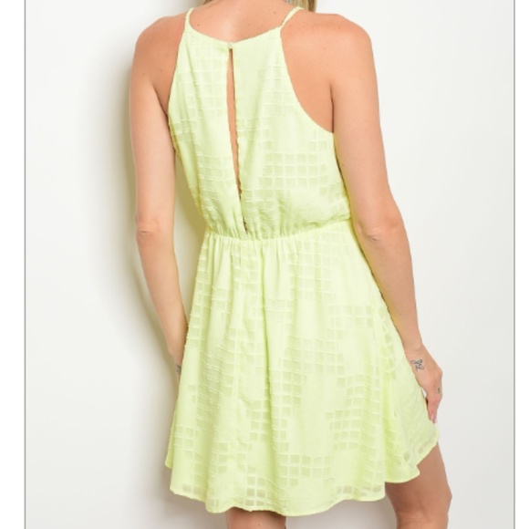 NWT Citrus Yellow Crochet High Neck Sundress - Picture 2 of 2